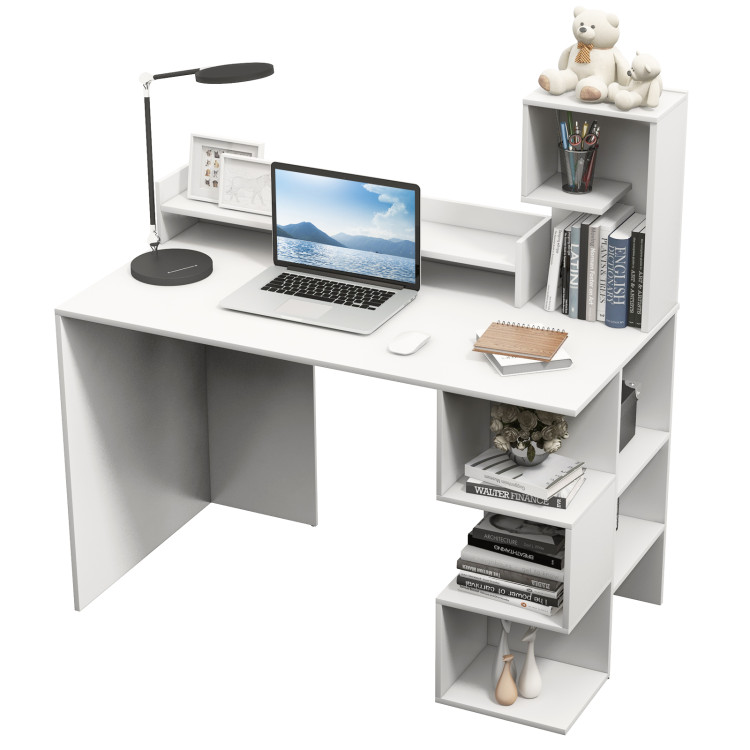 Modern Computer Desk with Storage Bookshelf and Hutch for Home Office - Gallery View 1 of 10