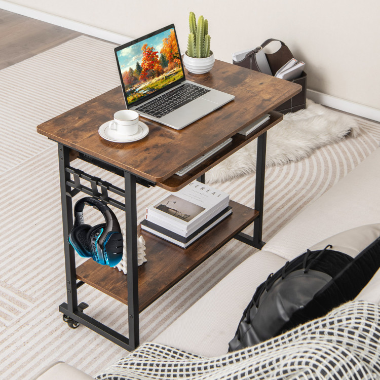 Study Laptop Table with Drawer and Keyboard Tray - Costway