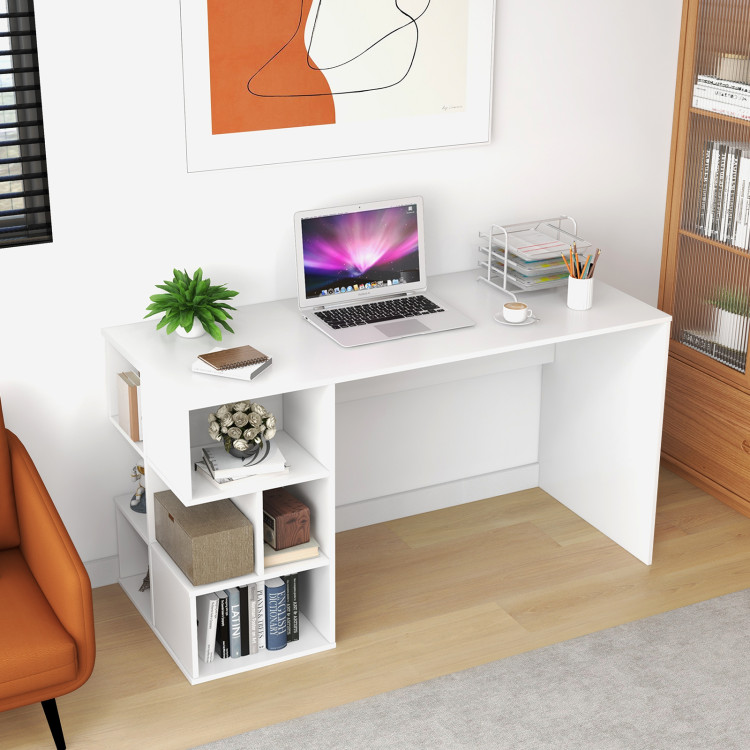 Modern Computer Desk with Storage Shelves & Drawers, Study Table