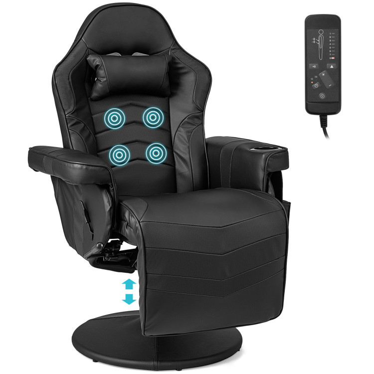 Costway Chaise de Massage Gaming Réglable avec Repose-Pieds, Coloris Bleu