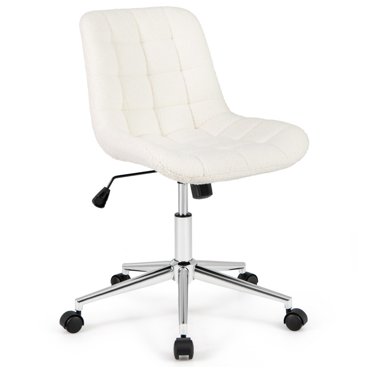 Teddy Fleece Armless Office Chair Makeup Vanity Chair - Gallery View 1 of 10