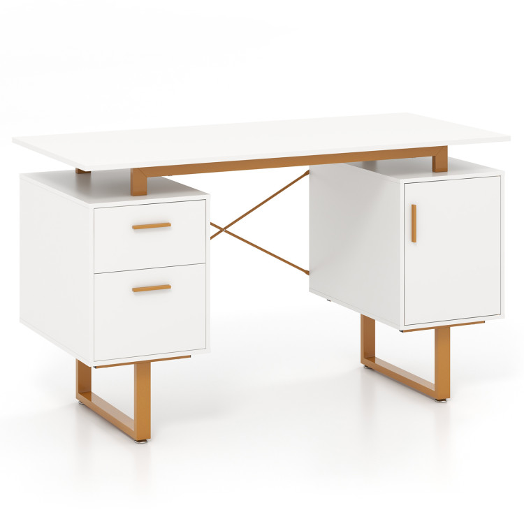 51 Inch Computer Desk with Floating Desktop and Dual Drawers - Gallery View 1 of 10
