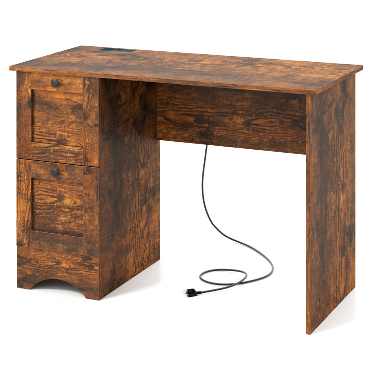 Wooden Computer Desk Workstation with 3 Drawers for Home and Office - Gallery View 1 of 6