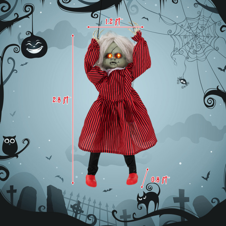 2.8 FT Halloween Animated Creepy Doll on a Swing with Pre-Recorded ...