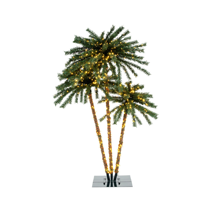 Artificial Lighted Palm Tree with Metal Base, 157 Branch Tips and 930 Warm White LED Lights - Gallery View 1 of 10