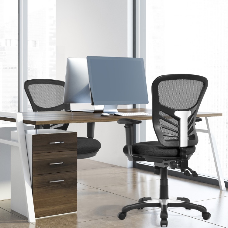 Ergonomic Mesh Office Chair with Adjustable Back Height and Armrests-BlackCostway Gallery View 8 of 12