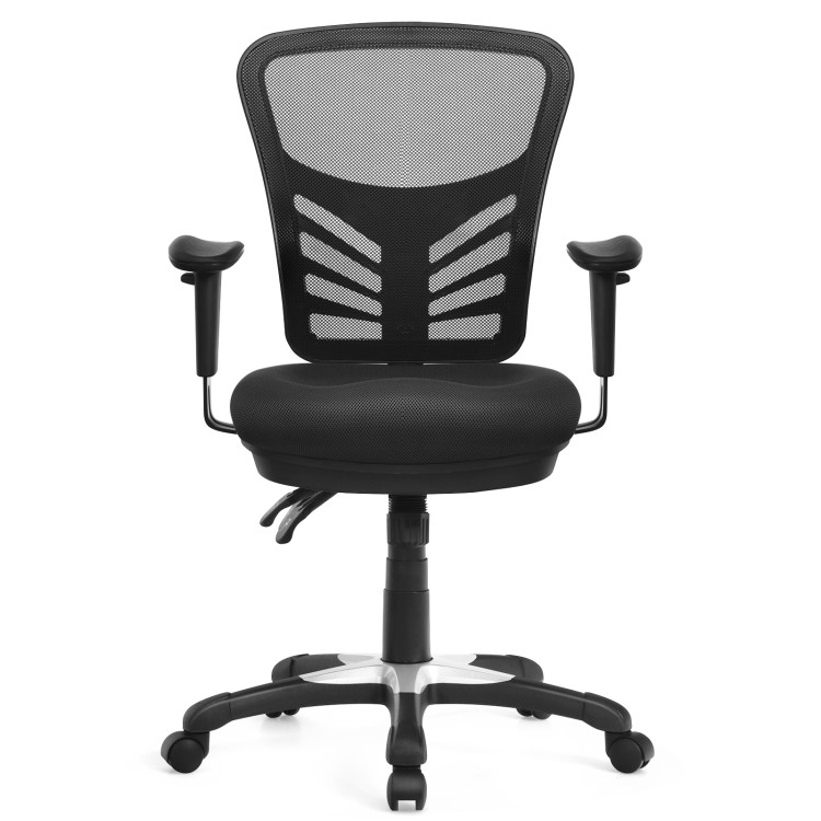 Ergonomic Mesh Office Chair with Adjustable Back Height and Armrests-BlackCostway Gallery View 9 of 12