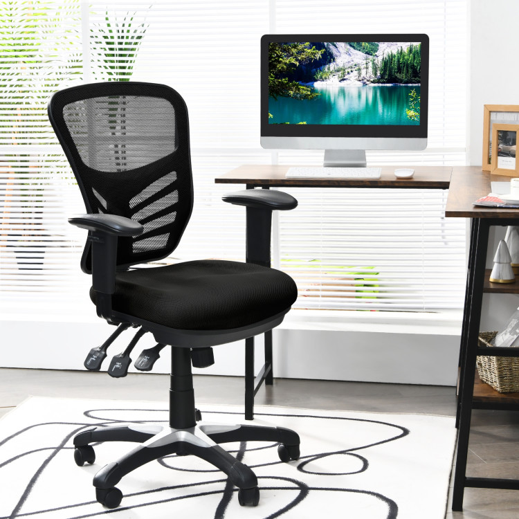 Ergonomic Mesh Office Chair with Adjustable Back Height and Armrests-BlackCostway Gallery View 7 of 12
