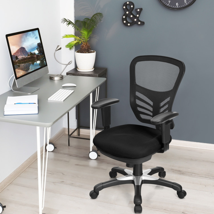 Ergonomic Mesh Office Chair with Adjustable Back Height and Armrests-BlackCostway Gallery View 2 of 12