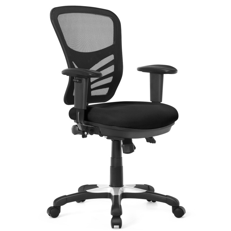 Ergonomic Mesh Office Chair with Adjustable Back Height and Armrests-BlackCostway Gallery View 1 of 12
