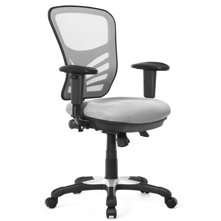 Costway Adjustable Mesh Office Task Chair Heating Lumbar Support Headrest  Grey