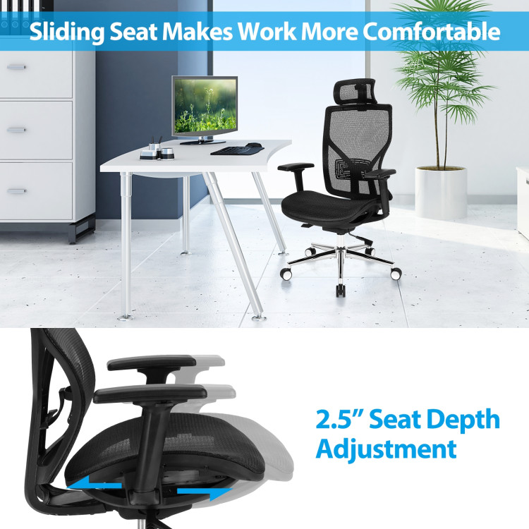 High-Back Mesh Executive Chair with Sliding Seat and Adjustable Lumbar SupportCostway Gallery View 3 of 11