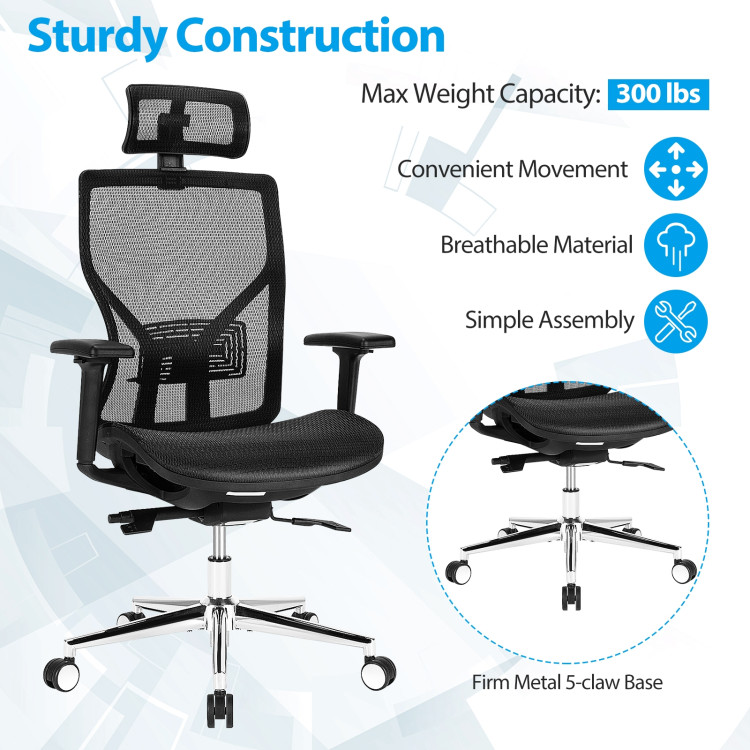 High-Back Mesh Executive Chair with Sliding Seat and Adjustable Lumbar SupportCostway Gallery View 10 of 11