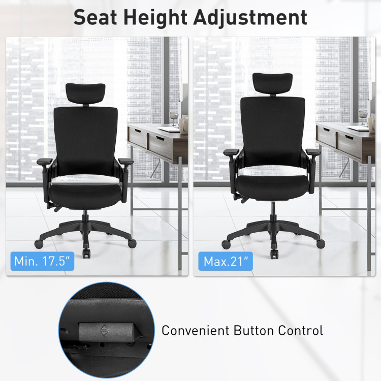 Reclining Computer Desk Chair with 3D Armrests and HeadrestCostway Gallery View 10 of 12