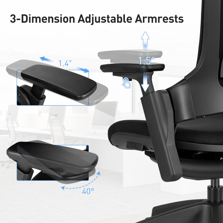 Reclining Computer Desk Chair with 3D Armrests and HeadrestCostway Gallery View 12 of 12