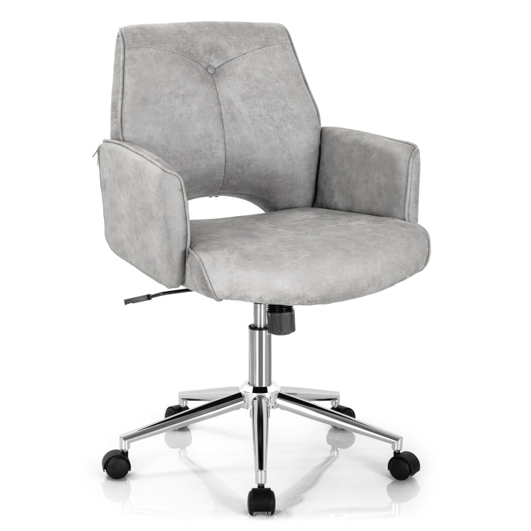Adjustable Hollow Mid Back Leisure Office Chair with Armrest-GrayCostway Gallery View 1 of 12