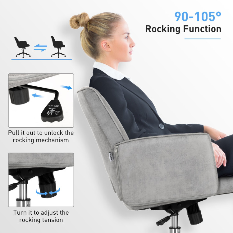 Adjustable Hollow Mid Back Leisure Office Chair with Armrest-GrayCostway Gallery View 3 of 12
