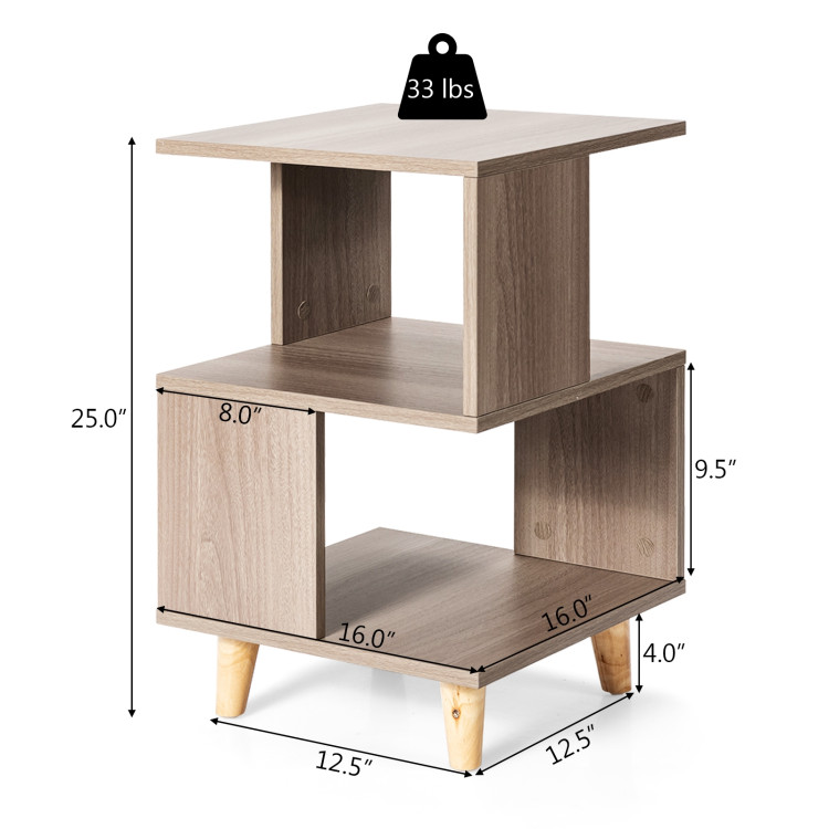 2 Pieces Wooden Modern Nightstand Set with Solid Wood Legs for Living Room - Gallery View 5 of 14