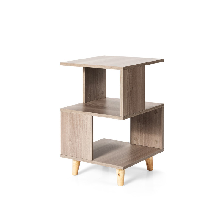 2 Pieces Wooden Modern Nightstand Set with Solid Wood Legs for Living RoomCostway Gallery View 1 of 14