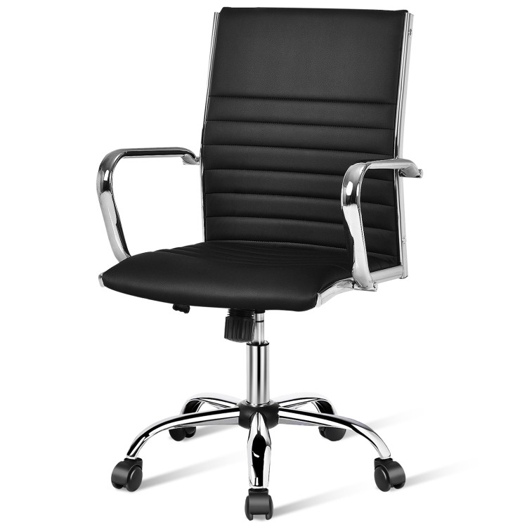 High Back Ribbed Office Chair with Armrests - Gallery View 1 of 11