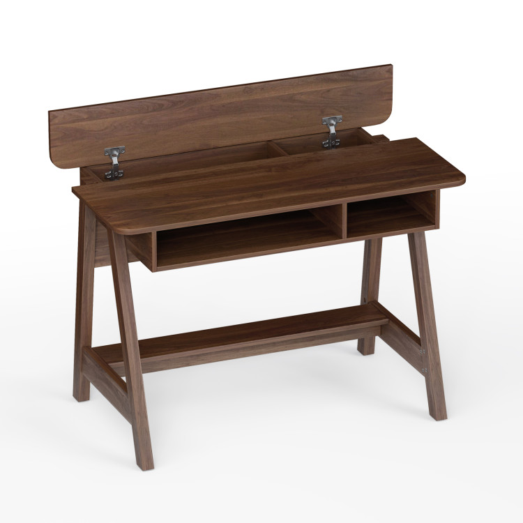 Mid Century Writing Desk with Storage Cubes and Hidden CompartmentCostway Gallery View 1 of 11