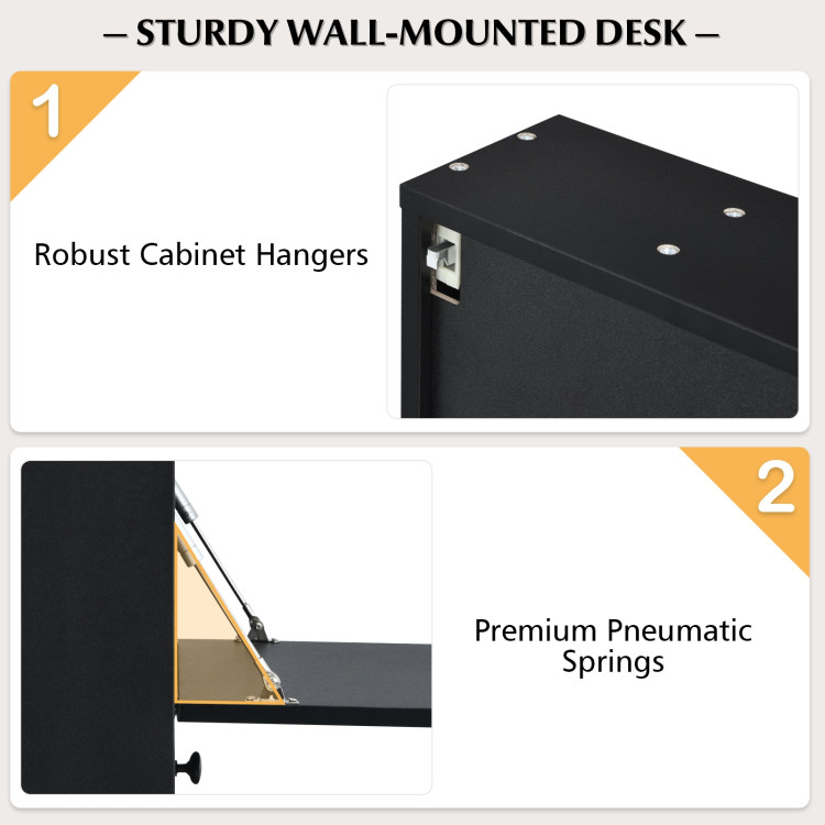 Wall-Mount Floating Desk Foldable Space Saving Laptop Workstation BlackCostway Gallery View 9 of 10
