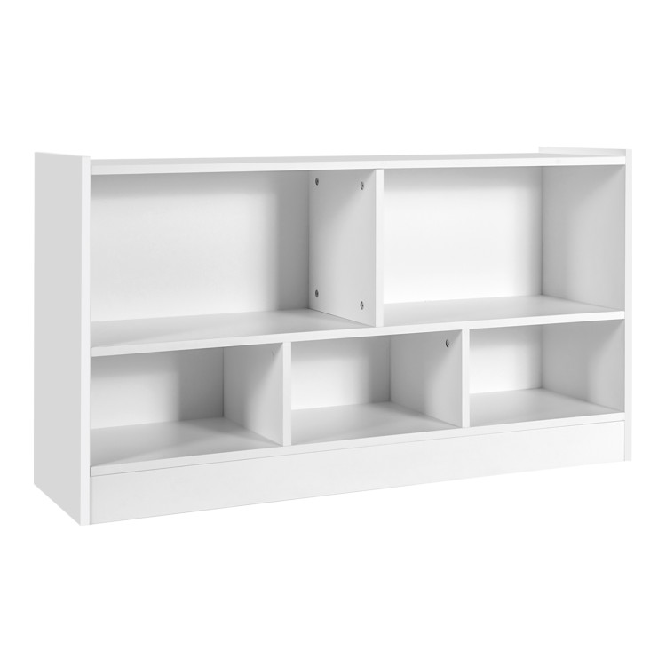 Kids 2-Shelf Bookcase 5-Cube Wood Toy Storage Cabinet Organizer-WhiteCostway Gallery View 1 of 10