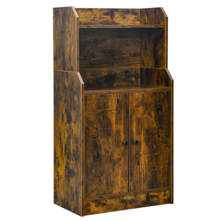 Storage Cabinet Bookcase with Doors and Display Shelf-Rustic BrownCostway Gallery View 1 of 11