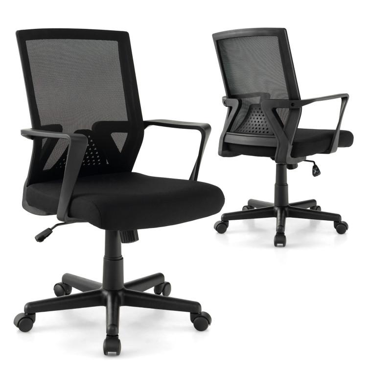 Ergonomic Desk Chair with Lumbar Support and Rocking Function - Costway