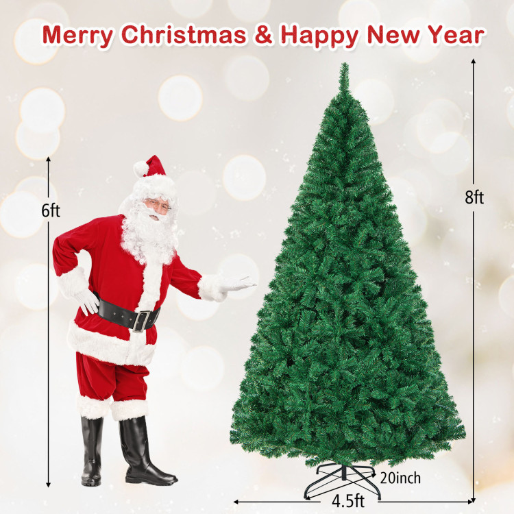 Artificial PVC Hinged Christmas Tree with Solid Metal Stand-8 ftCostway Gallery View 4 of 10