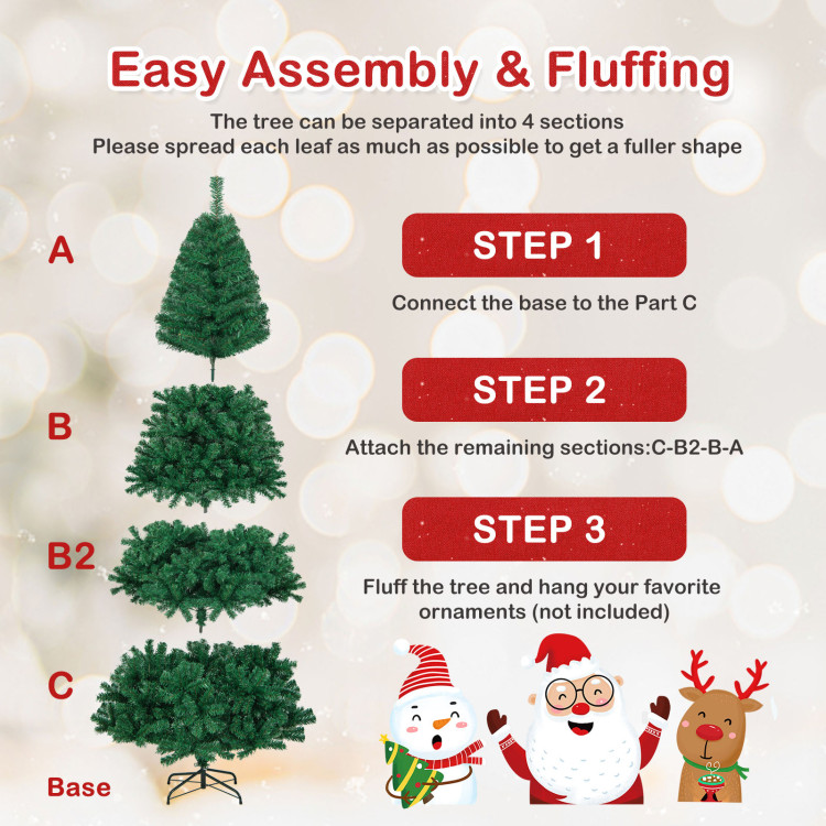 Artificial PVC Hinged Christmas Tree with Solid Metal Stand-8 ftCostway Gallery View 8 of 10