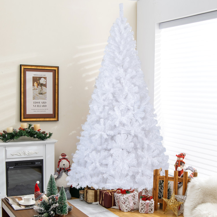 8 ft  White Artificial PVC Christmas Tree with StandCostway Gallery View 7 of 10