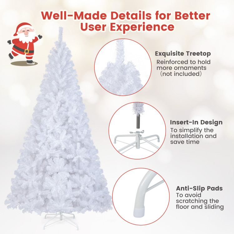8 ft  White Artificial PVC Christmas Tree with StandCostway Gallery View 10 of 10