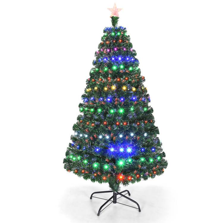 5' / 6' / 7' Multicolor LED Fiber Optic Artificial Christmas Tree-5'Costway Gallery View 4 of 9
