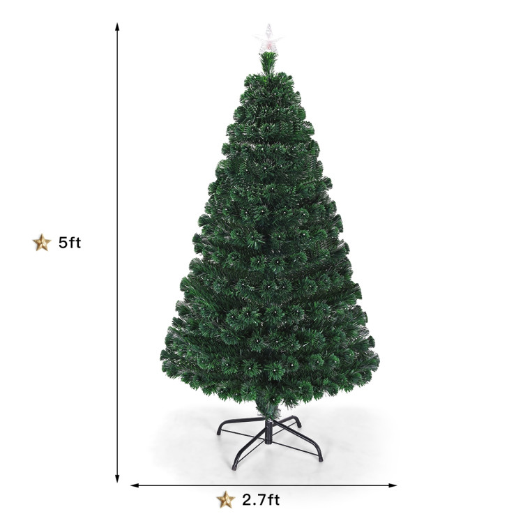5' / 6' / 7' Multicolor LED Fiber Optic Artificial Christmas Tree-5'Costway Gallery View 5 of 9