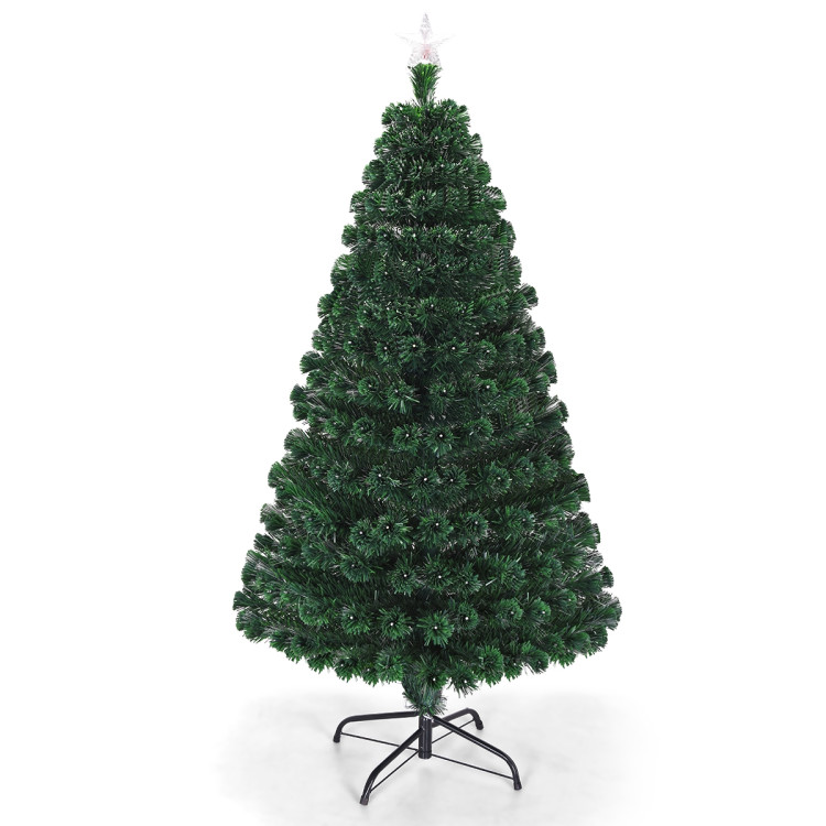 5' / 6' / 7' Multicolor LED Fiber Optic Artificial Christmas Tree-5'Costway Gallery View 1 of 9
