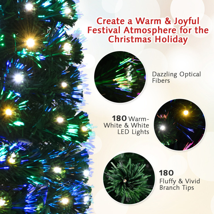 5'/6'7' LED Fiber Optic Artificial Christmas Tree w/ Top Star-5'Costway Gallery View 2 of 9