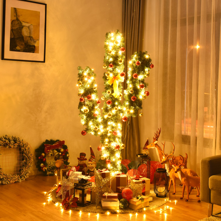 5' Artificial Cactus Christmas Tree with Lights-5 ftCostway Gallery View 1 of 10