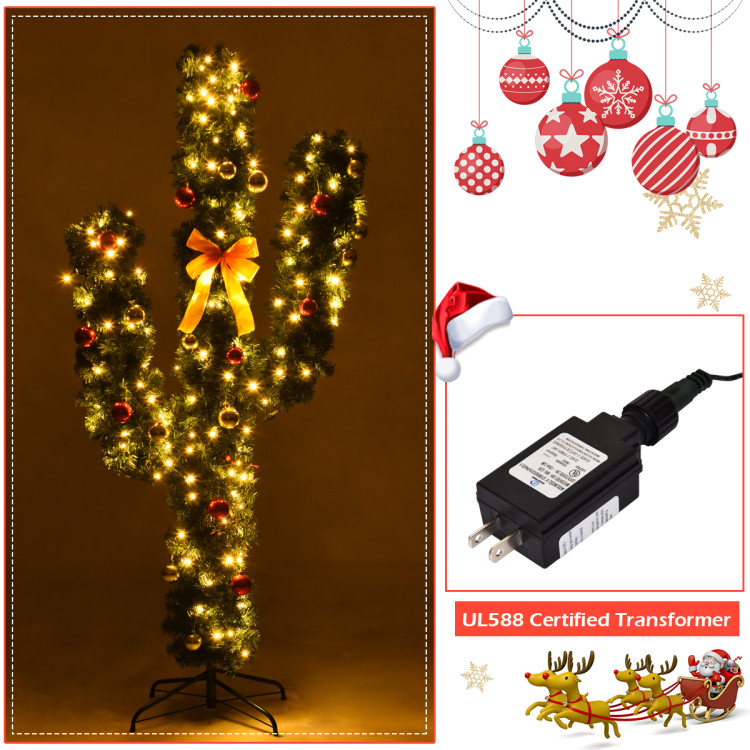5' Artificial Cactus Christmas Tree with Lights-5 ftCostway Gallery View 10 of 10