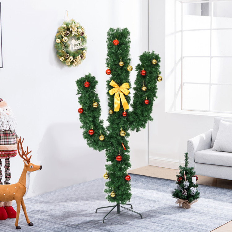 5' Artificial Cactus Christmas Tree with Lights-5 ftCostway Gallery View 6 of 10