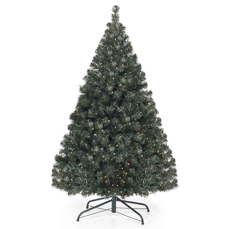 4.5 Feet PVC Pre-lit Artificial Hinged Christmas Tree Costway Gallery View 2 of 9