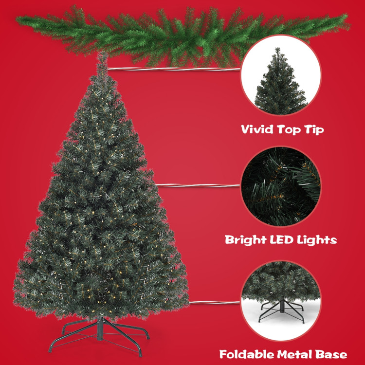 4.5 Feet PVC Pre-lit Artificial Hinged Christmas Tree Costway Gallery View 4 of 9