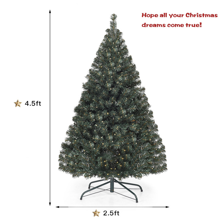 4.5 Feet PVC Pre-lit Artificial Hinged Christmas Tree Costway Gallery View 5 of 9