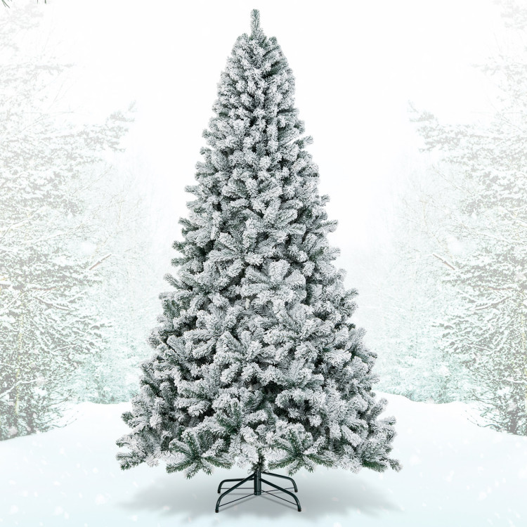 9 Feet Artificial Christmas Tree with Premium Snow Flocked HingedCostway Gallery View 6 of 11