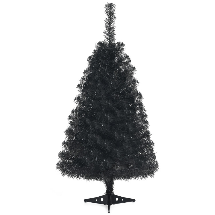 3 Feet Unlit Artificial Christmas Halloween Mini Tree with Plastic Stand-BlackCostway Gallery View 3 of 10