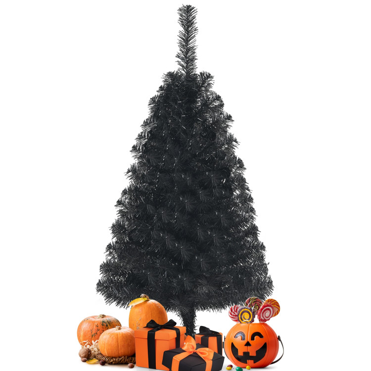 3 Feet Unlit Artificial Christmas Halloween Mini Tree with Plastic Stand-BlackCostway Gallery View 10 of 10