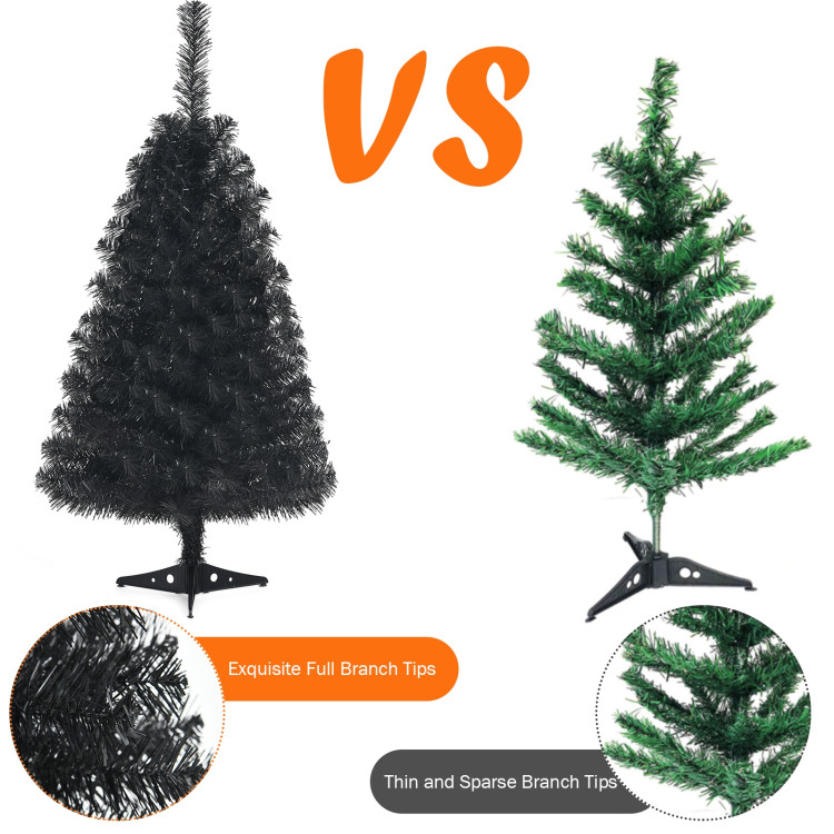 3 Feet Unlit Artificial Christmas Halloween Mini Tree with Plastic Stand-BlackCostway Gallery View 5 of 10