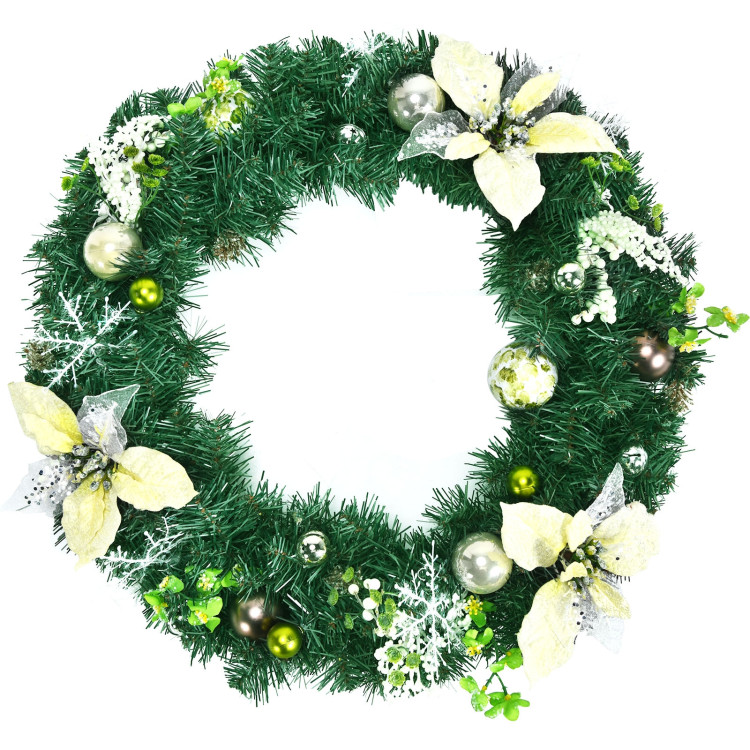 24-Inch Pre-lit Artificial Christmas Wreath with Mixed DecorationsCostway Gallery View 1 of 11