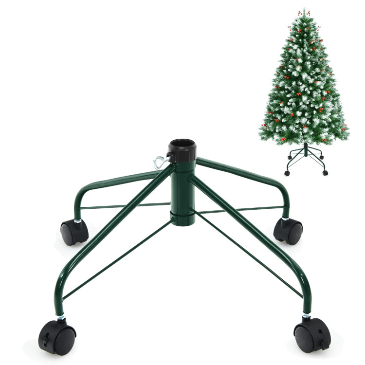 Metal Christmas Tree Stand with Rolling Wheels For Tree Up to 7/9 Ft Tall-7'Costway Gallery View 8 of 12