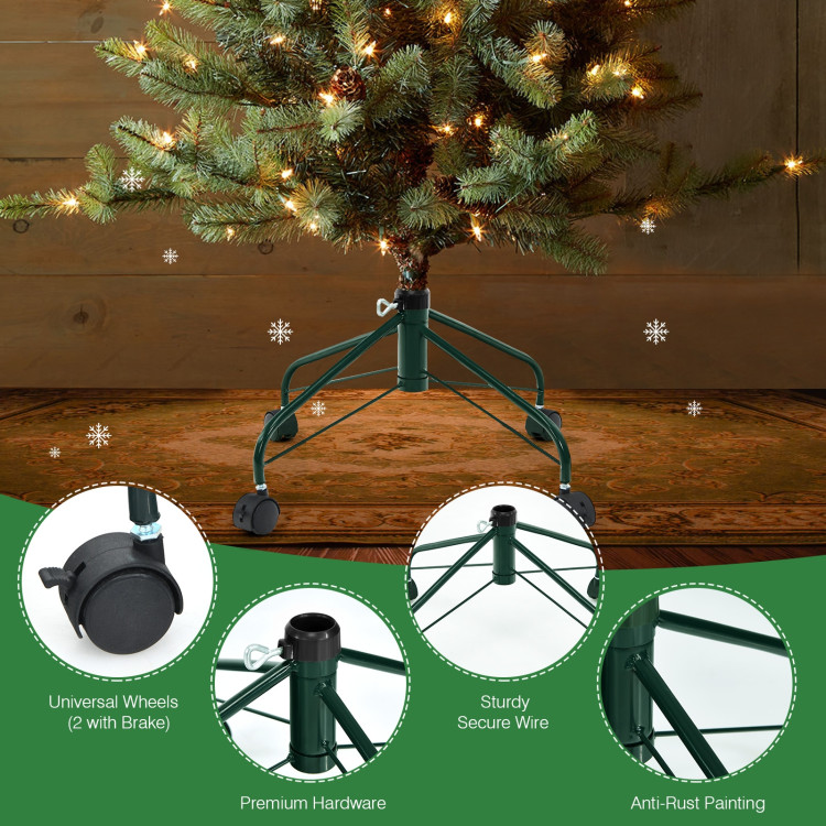 Metal Christmas Tree Stand with Rolling Wheels For Tree Up to 7/9 Ft Tall-7'Costway Gallery View 11 of 12
